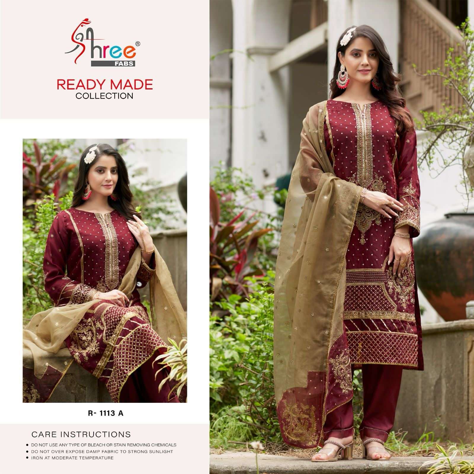 R-1113 COLOURS BY SHREE FABS ORGANZA EMBROIDERY STITCHED PAKISTANI DRESS