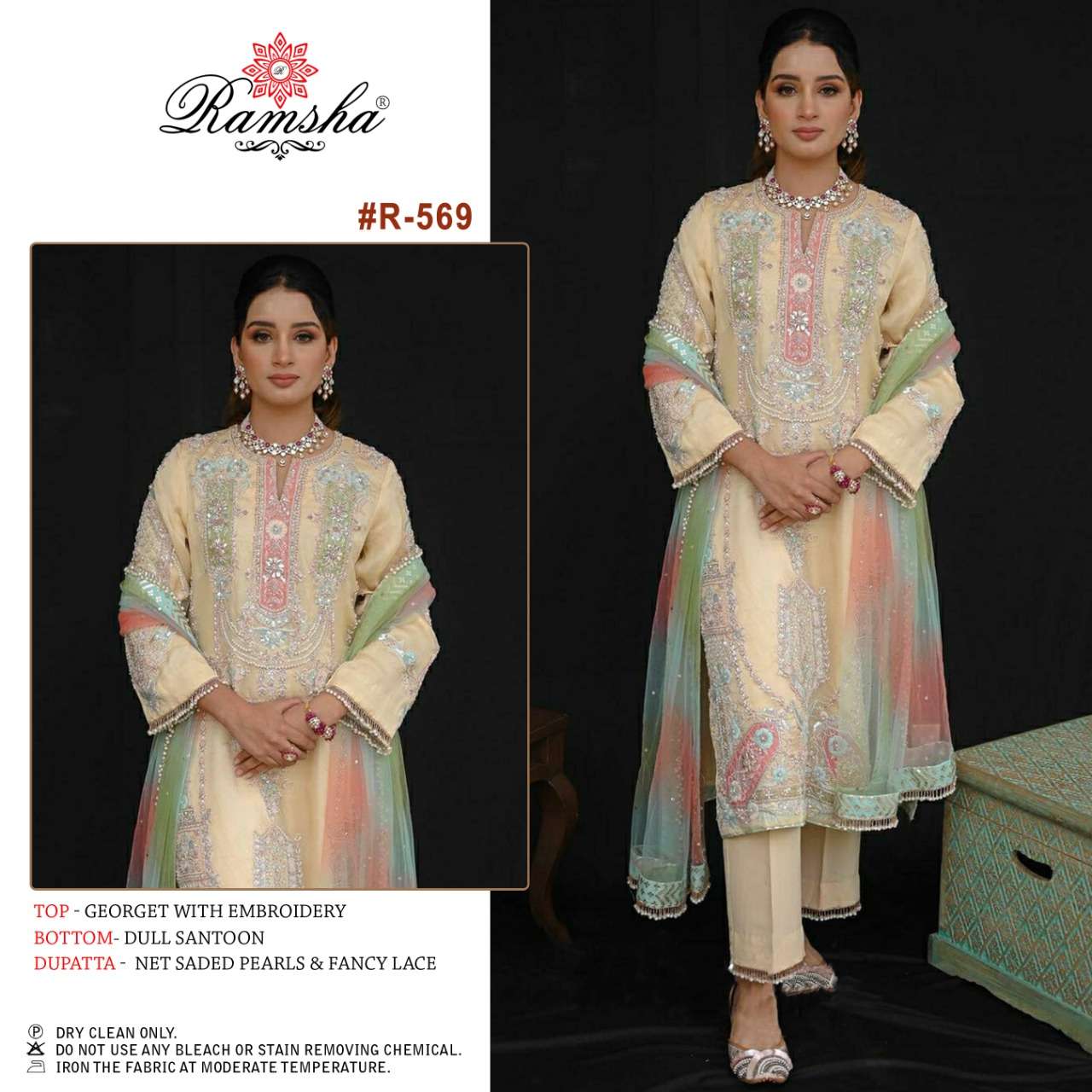 R-569 HIT DESIGN BY RAMSHA GEORGETTE WORK PAKISTANI DRESSES