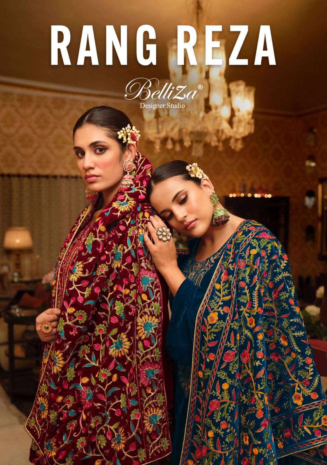 RANG REZA BY BELLIZA 827-001 TO 827-006 SERIES VELVET EMBROIDERY DRESSES