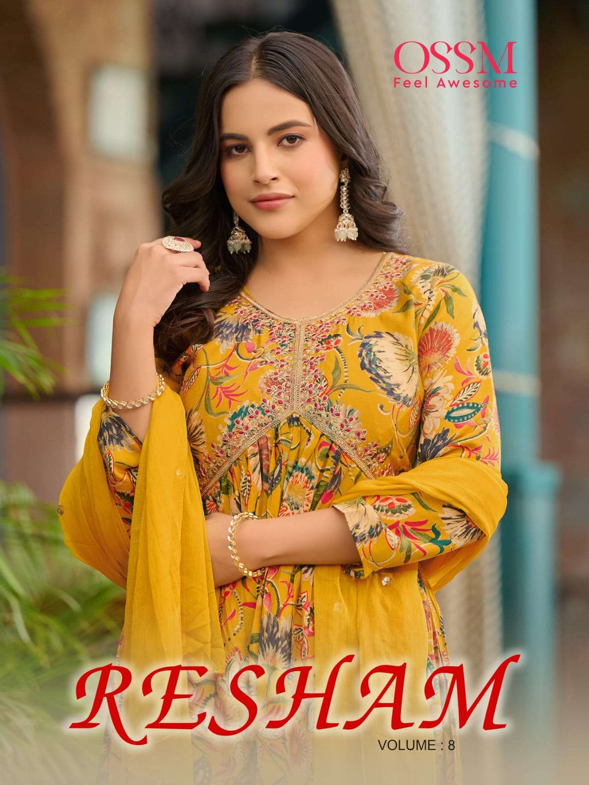 RESHAM VOL-8 BY OSSM 801 TO 806 SERIES CHANDERI EMBROIDERY STITCHED DRESSES