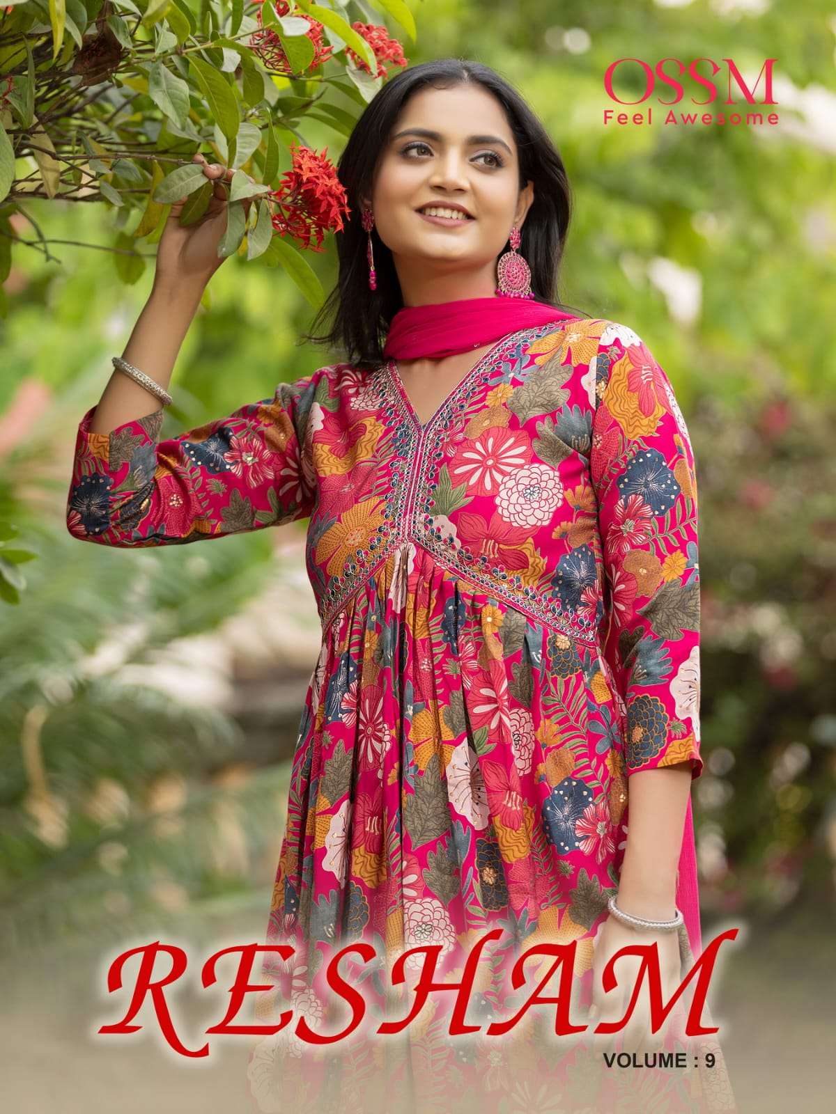 RESHAM VOL-9 BY OSSM 901 TO 906 SERIES CHANDERI EMBROIDERY STITCHED DRESSES