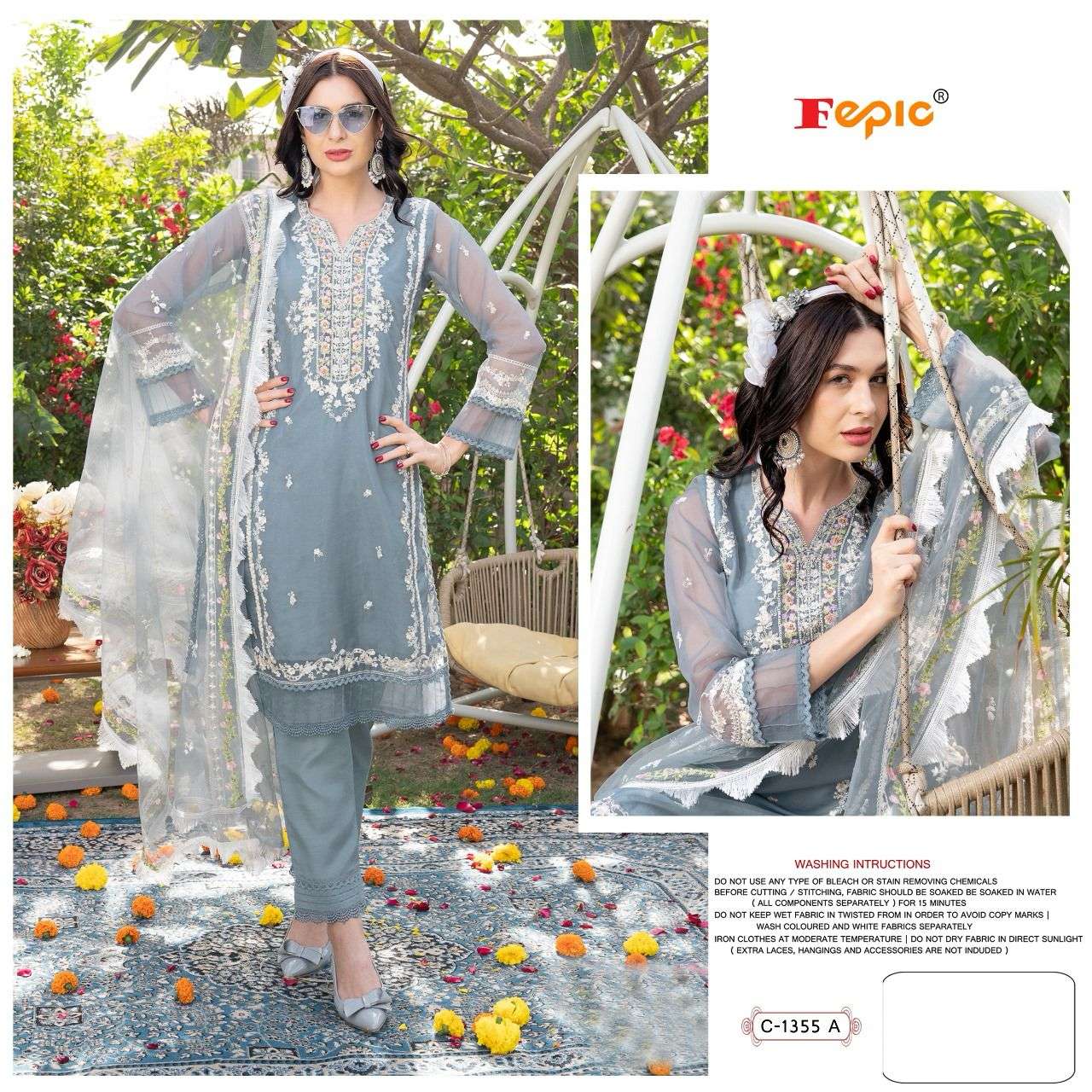 ROSEMEEN C-1355 COLOURS BY FEPIC DESIGNER ORGANZA PAKISTANI DRESSES