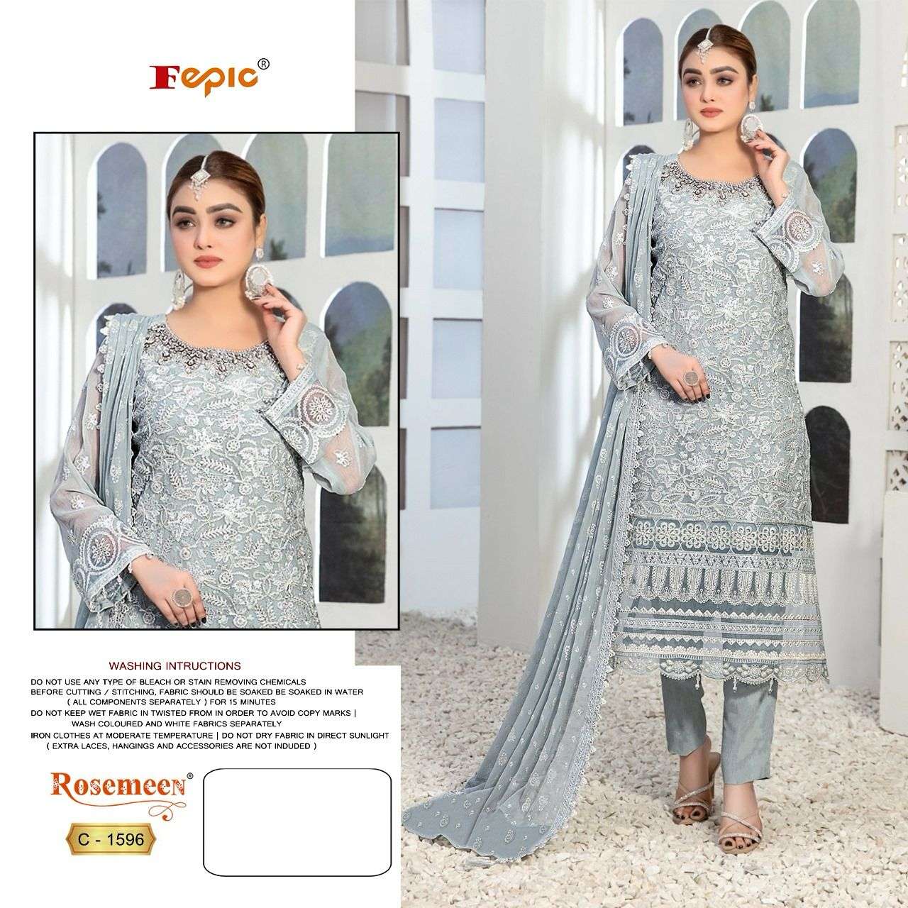 ROSEMEEN C-1596 HIT DESIGN BY FEPIC HEAVY ORGANZA PAKISTANI DRESSES