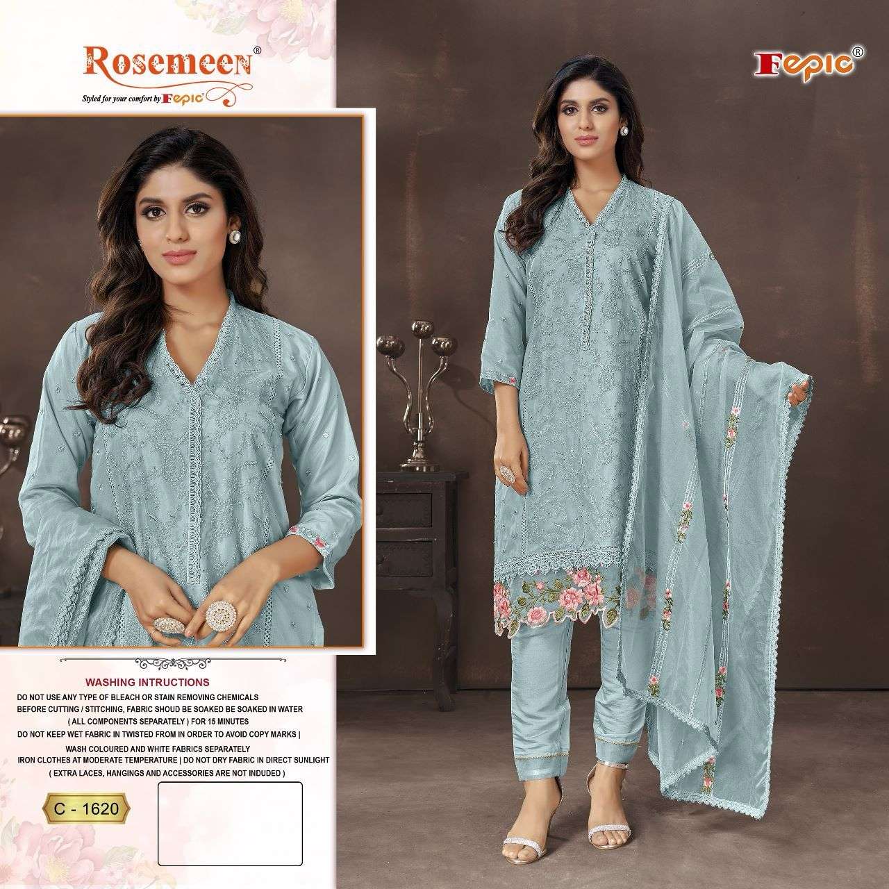 ROSEMEEN C-1620 COLOURS BY FEPIC DESIGNER ORGANZA PAKISTANI DRESSES