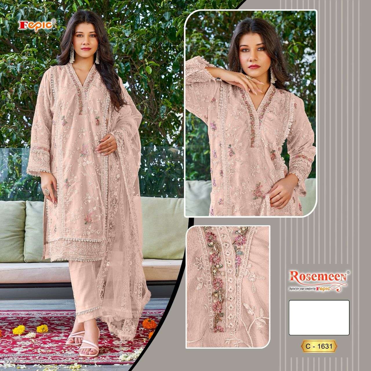 ROSEMEEN C-1631 COLOURS BY FEPIC DESIGNER ORGANZA PAKISTANI DRESSES