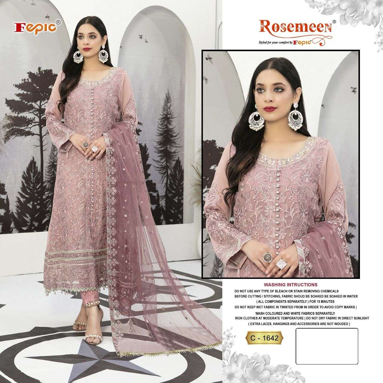 ROSEMEEN C-1642 HIT DESIGN BY FEPIC GEORGETTE EMBROIDERED PAKISTANI DRESS