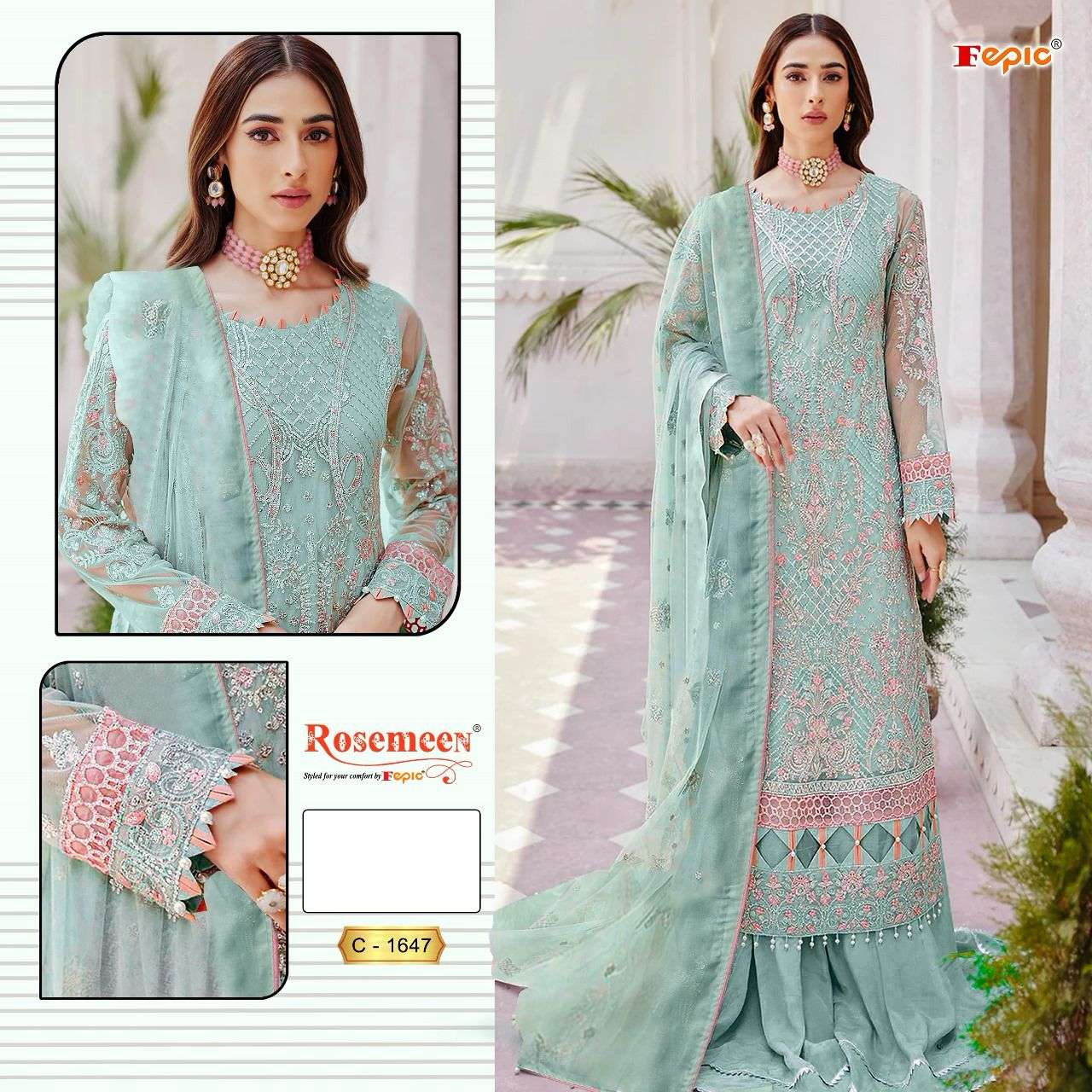 ROSEMEEN C-1647 BY FEPIC DESIGNER ORGANZA PAKISTANI DRESSES