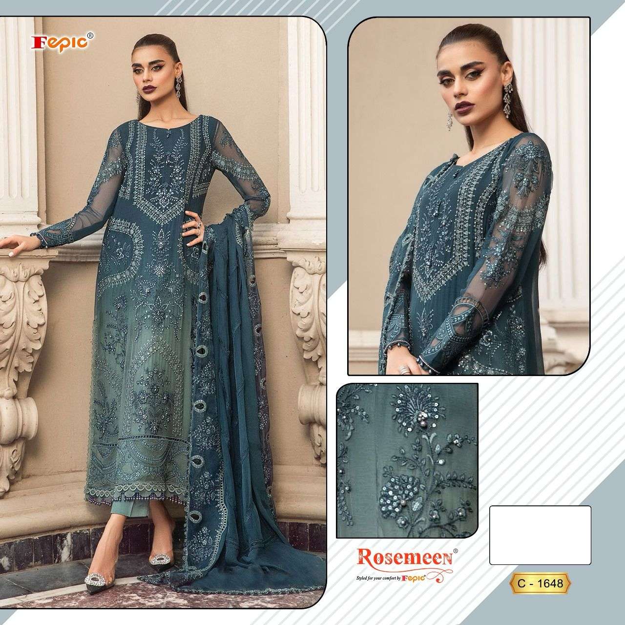 ROSEMEEN C-1648 BY FEPIC DESIGNER ORGANZA PAKISTANI DRESSES