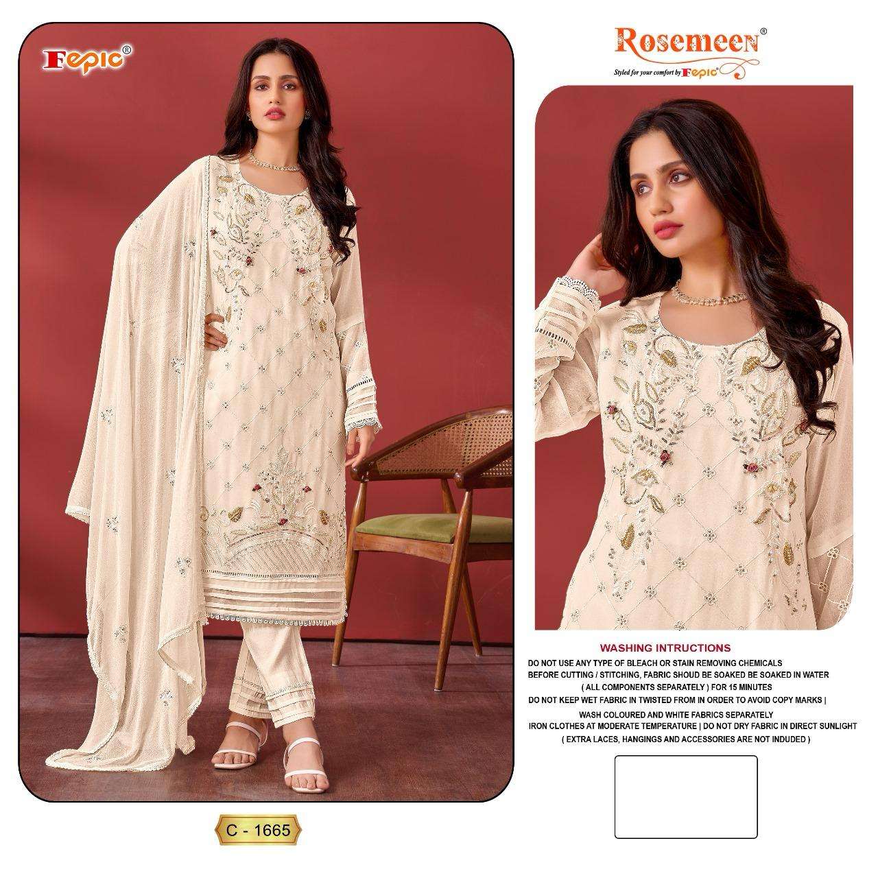 ROSEMEEN C-1665 BY FEPIC GEORGETTE EMBROIDERED PAKISTANI DRESSES