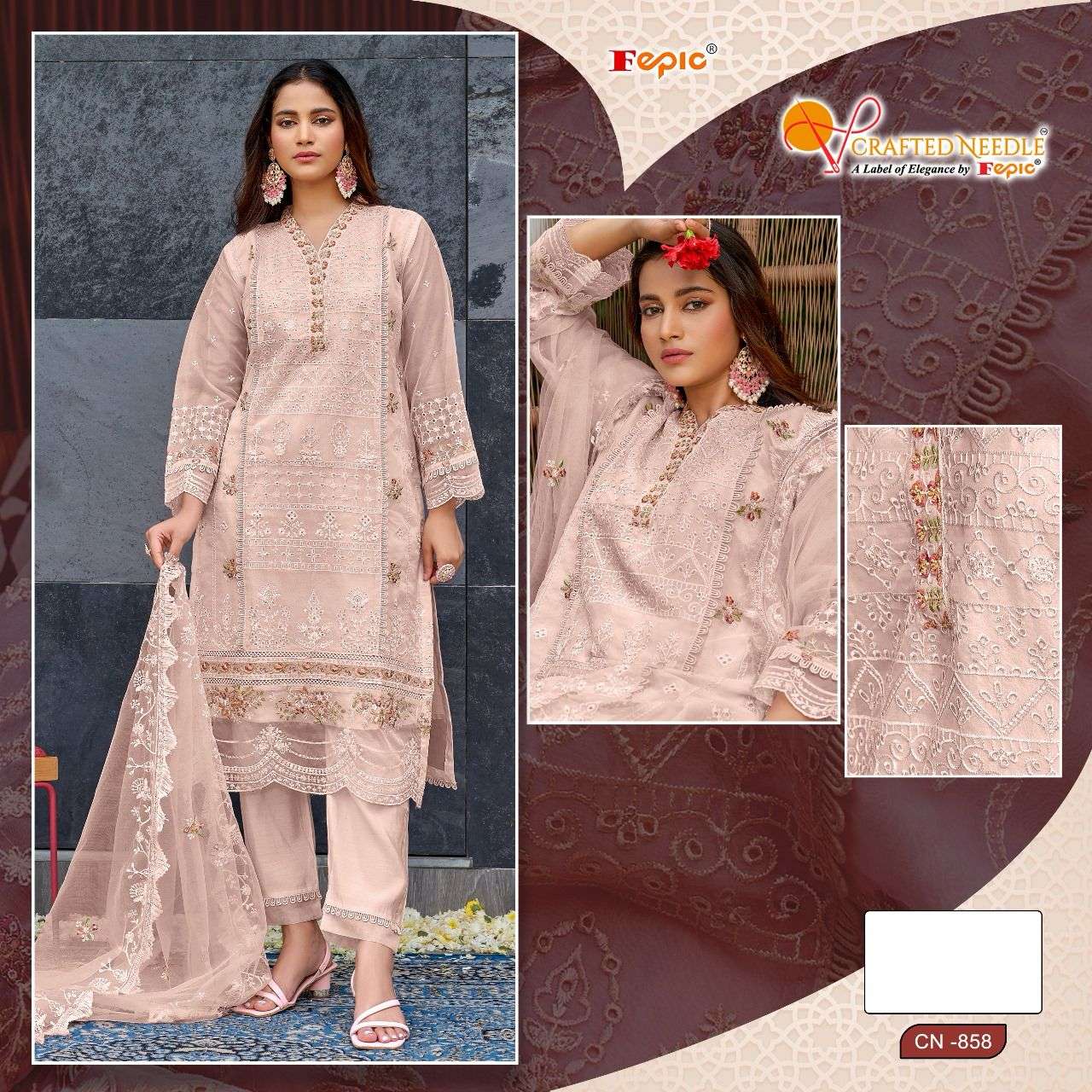 ROSEMEEN CN-858 COLOURS BY FEPIC ORGANZA STICHED PAKISTANI DRESSES