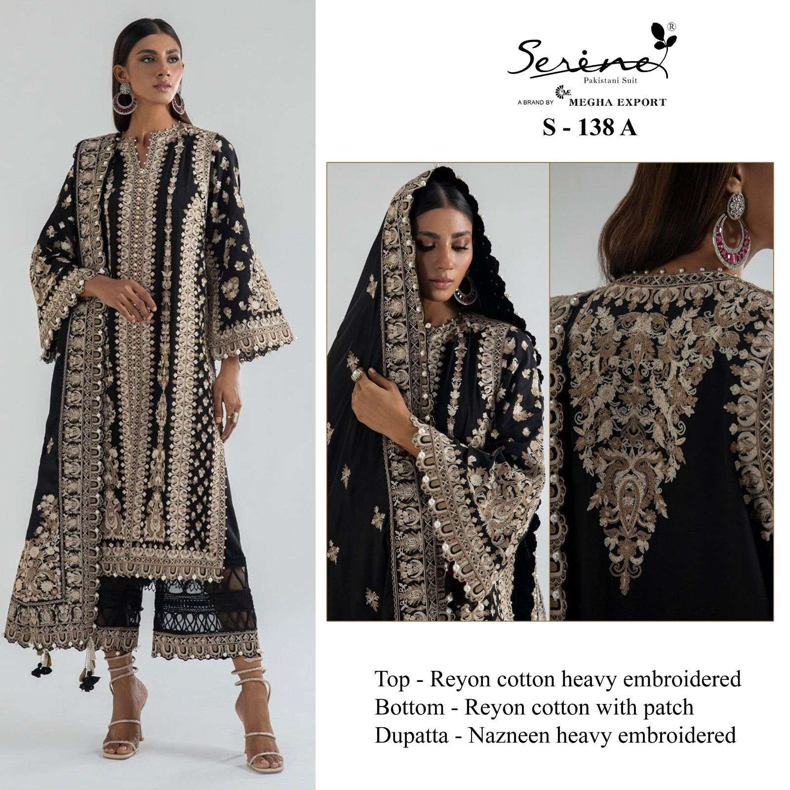 S-138 HIT DESIGN BY SERENE DESIGNER RAYON EMBRODERY PAKISTANI DRESS