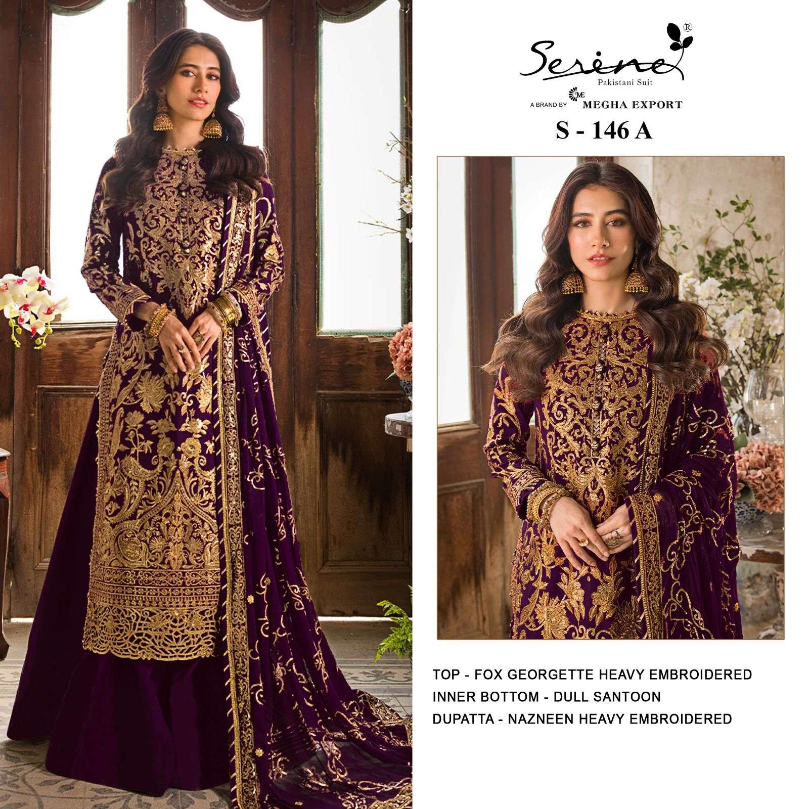 S-146 COLOURS  BY SERENE DESIGNER FAUX GEORGETTE EMBRODERY PAKISTANI DRESS