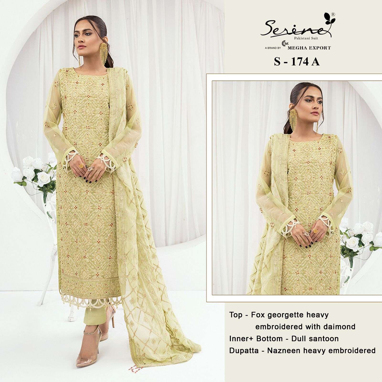 S-174 COLOURS  BY SERENE 174-A TO 174-D SERIES FAUX GEORGETTE EMBRODERY PAKISTANI DRESS