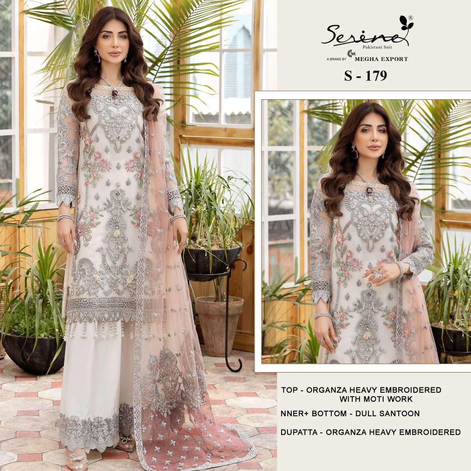 S-179 HIT DESIGN BY SERENE HEAVY ORGANZA EMBRODERY PAKISTANI DRESS