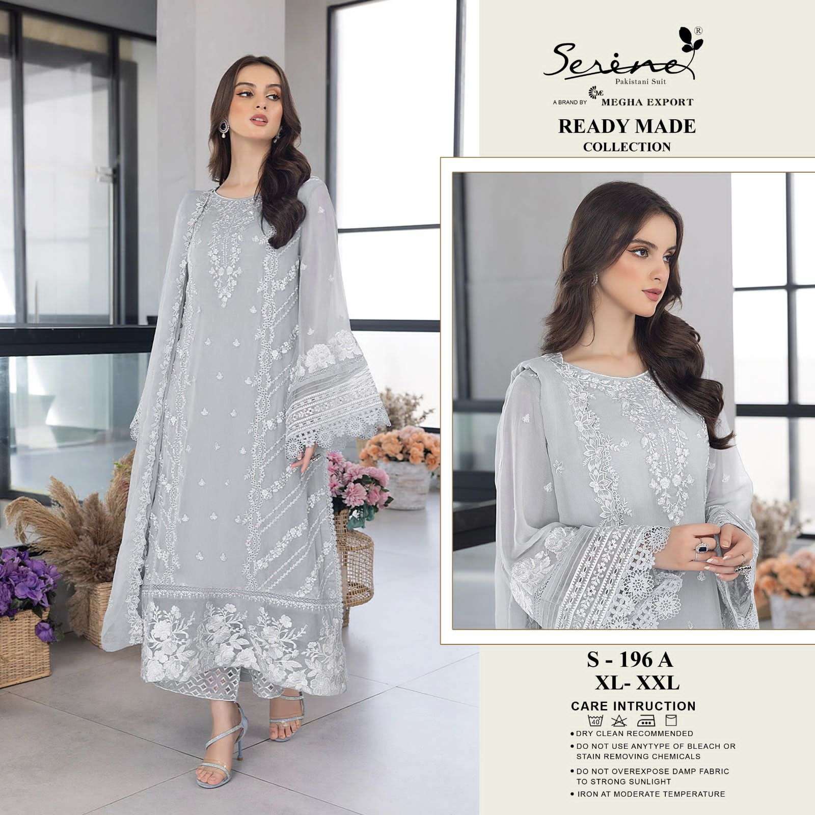 S-196 NX BY SERENE FAUX GEORGETTE EMBRODERY PAKISTANI DRESS