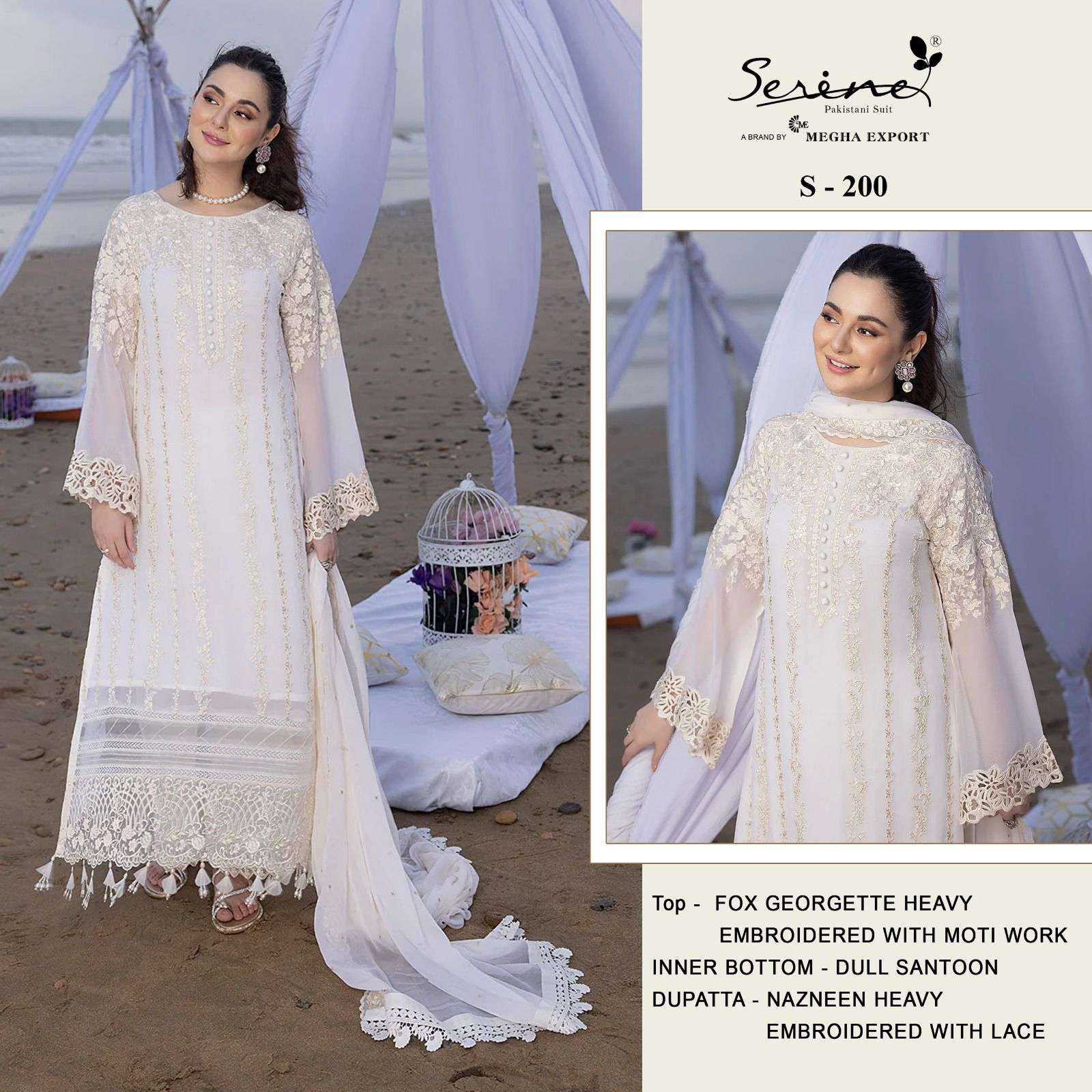 S-200 HIT DESIGN BY SERENE FAUX GEORGETTE EMBRODERY PAKISTANI DRESS