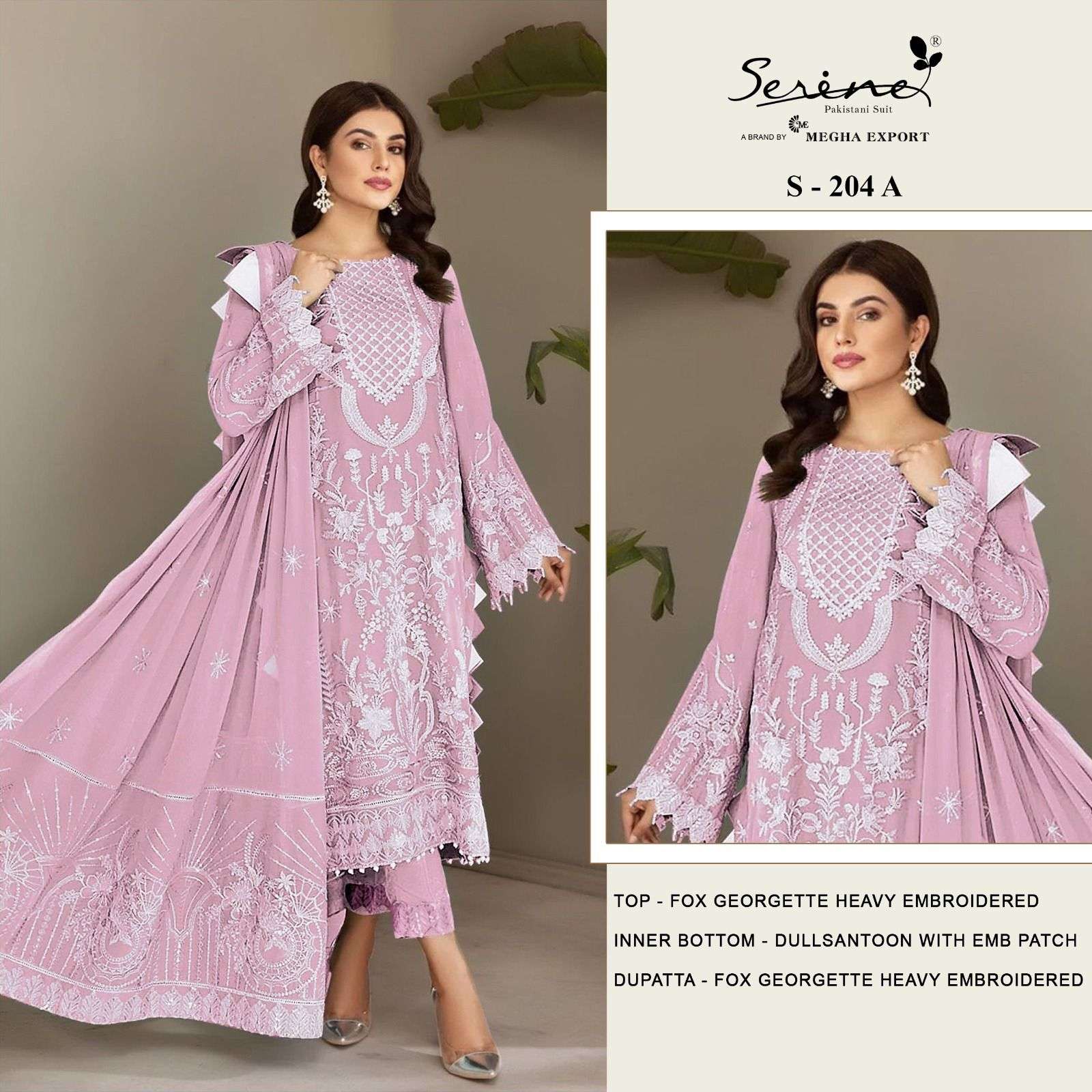 S-204 COLOURS  BY SERENE DESIGNER FAUX GEORGETTE EMBRODERY PAKISTANI DRESS