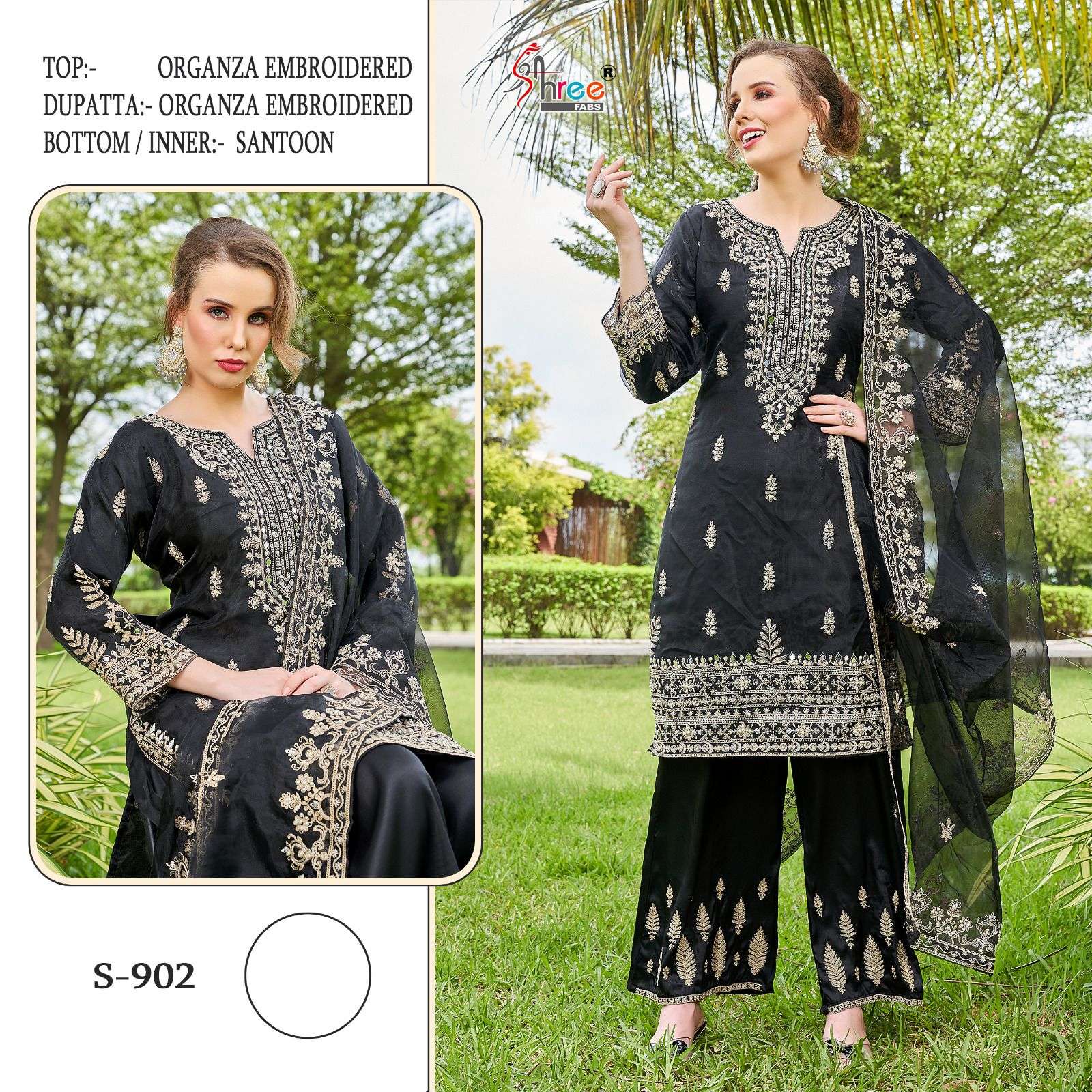 S-901 AND 902 BY SHREE FABS ORGANZA EMBROIDERY PAKISTANI DRESSES