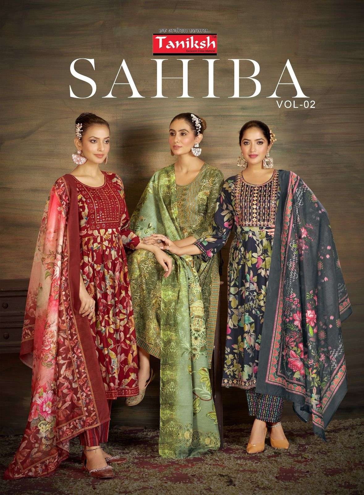 SAHIBA VOL-2 BY TANIKSH 101 TO 108 SERIES DESIGNER MUSLIN STITCHED DRESSES