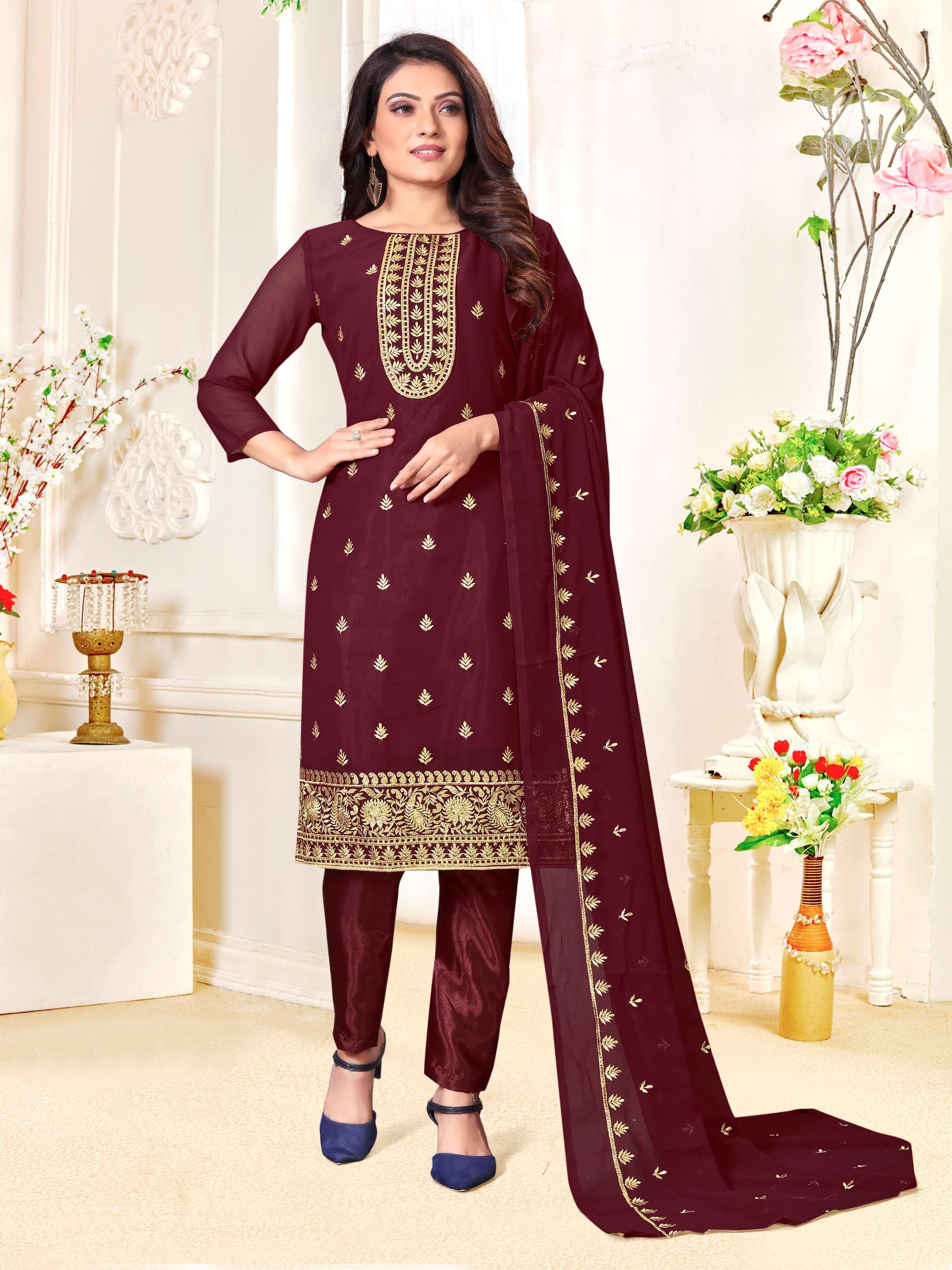 SALWAR KAMEEZ 65 SERIES BY ASLIWHOLESALE DESIGNER FACNY GEORGETTE DRESSES