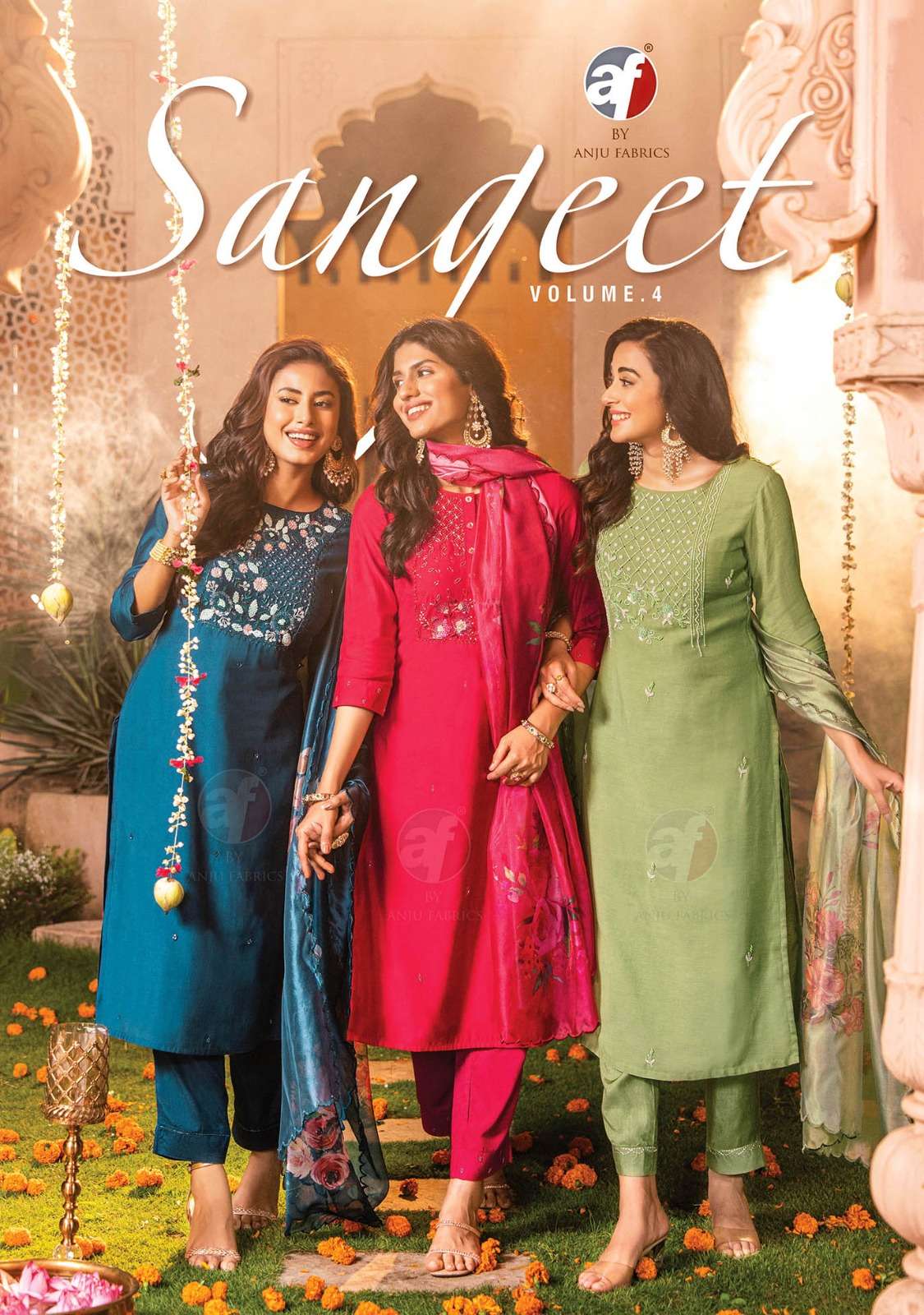 SANGEET VOL-4 BY ANJU FABRICS 3351 TO 3356 SERIES VISCOSE DRESSES