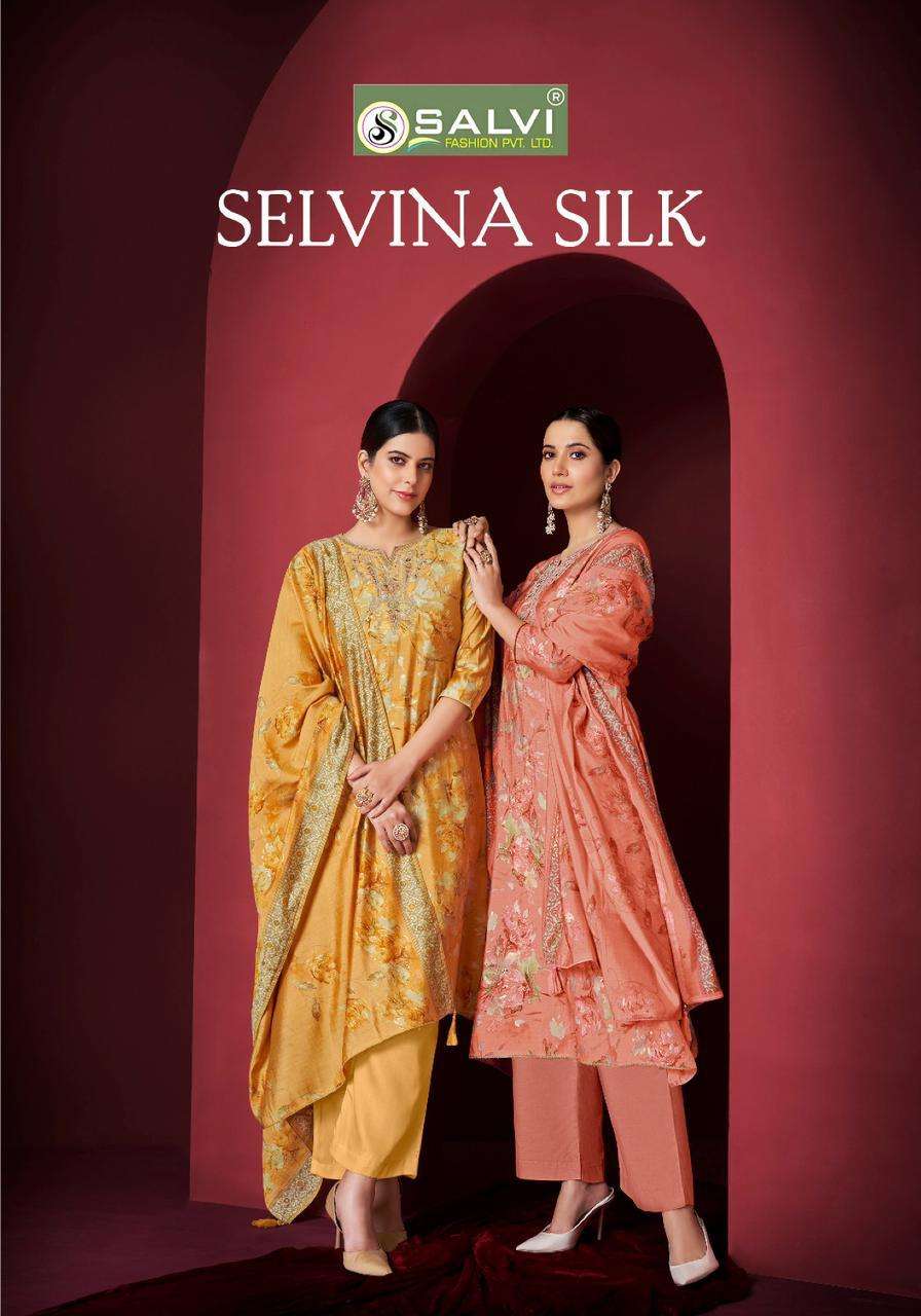 SELVINA SILK BY SALVI FASHION 1001 TO 1008 SERIES MODAL SILK EMBROIDERY DRESSES