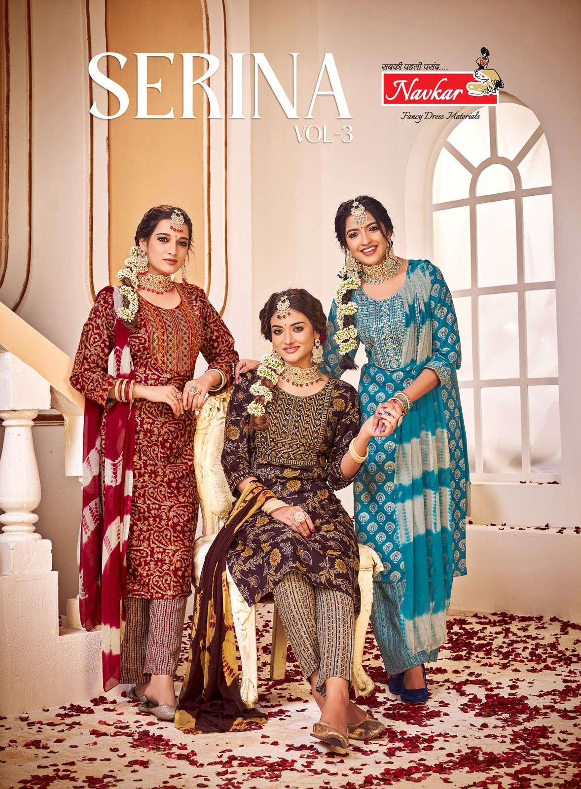 SERINA VOL-3 BY NAVKAR 101 TO 108 SERIES RAYON EMBROIDERY STITCHED DRESSES