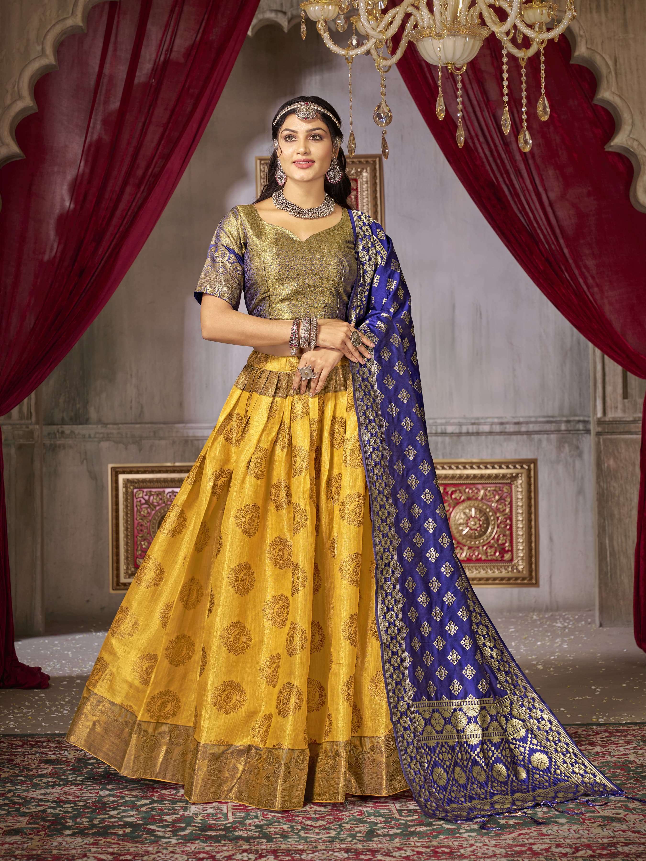 SHREE BY ASLIWHOLESALE FANCY DESIGNER JACQUARD SILK LEHENGAS