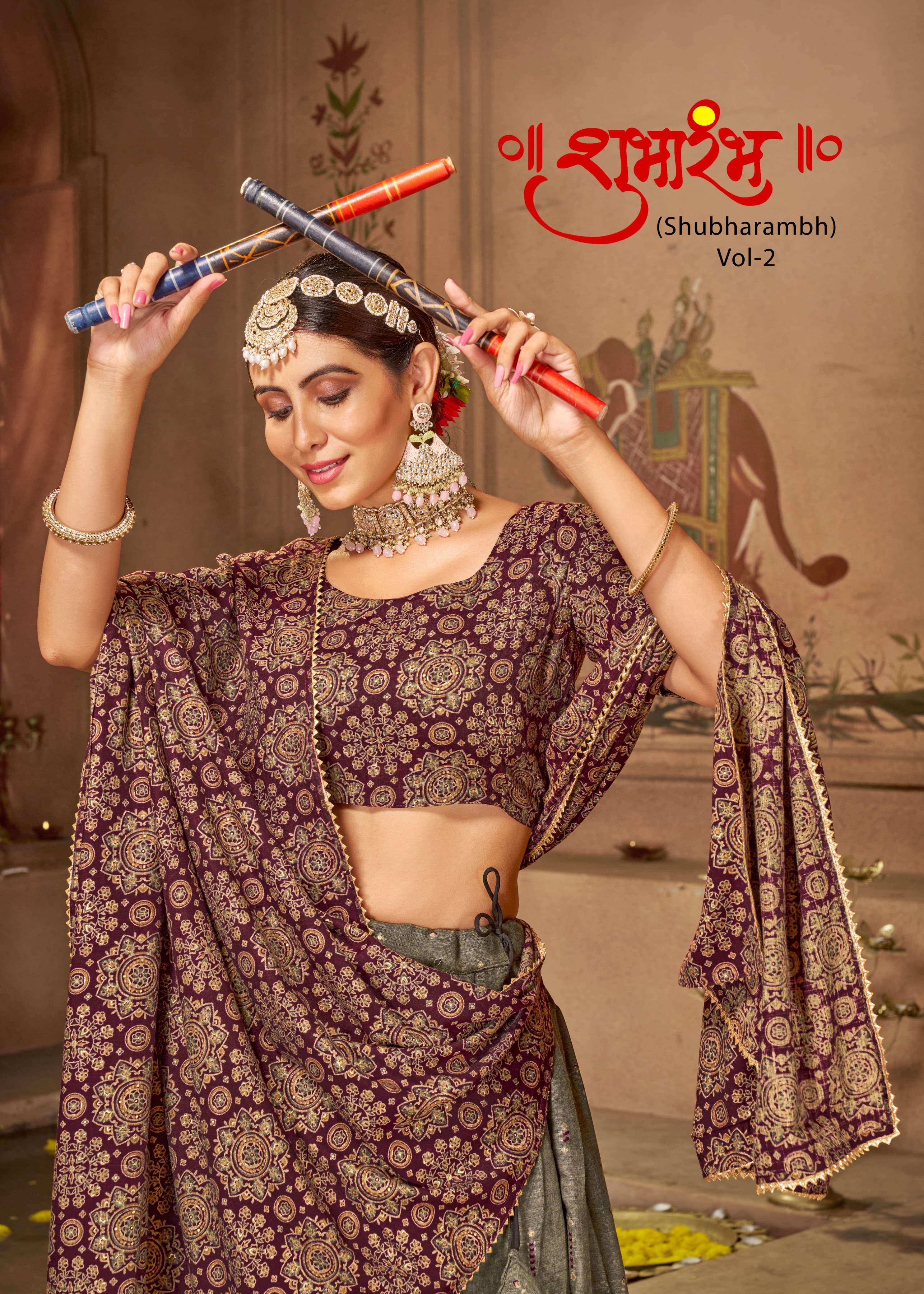 SHUBHARAMBH VOL-2 BY ASLIWHOLESALE DESIGNER FANCY COTTON PRINT LEHENGAS