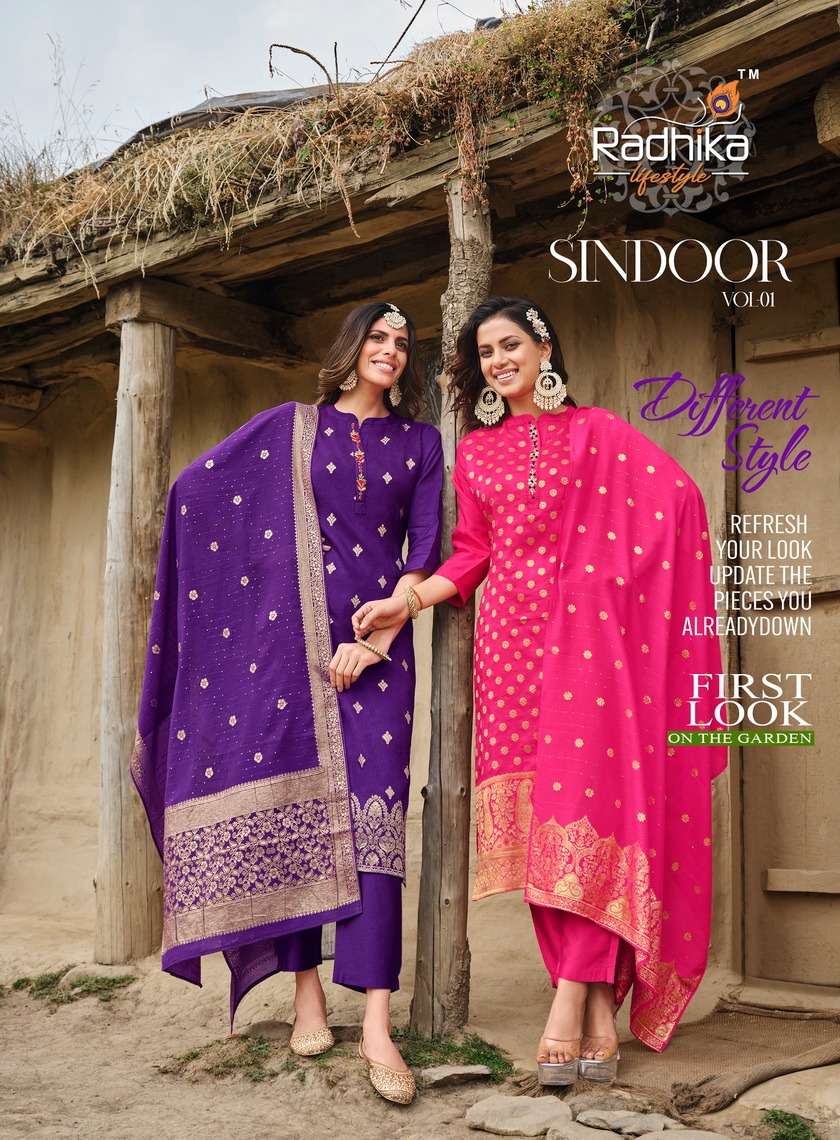 SINDOOR VOL-1 BY RADHIKA LIFESTYLE 1001 TO 1006 SERIES ROMAN SILK DRESSES