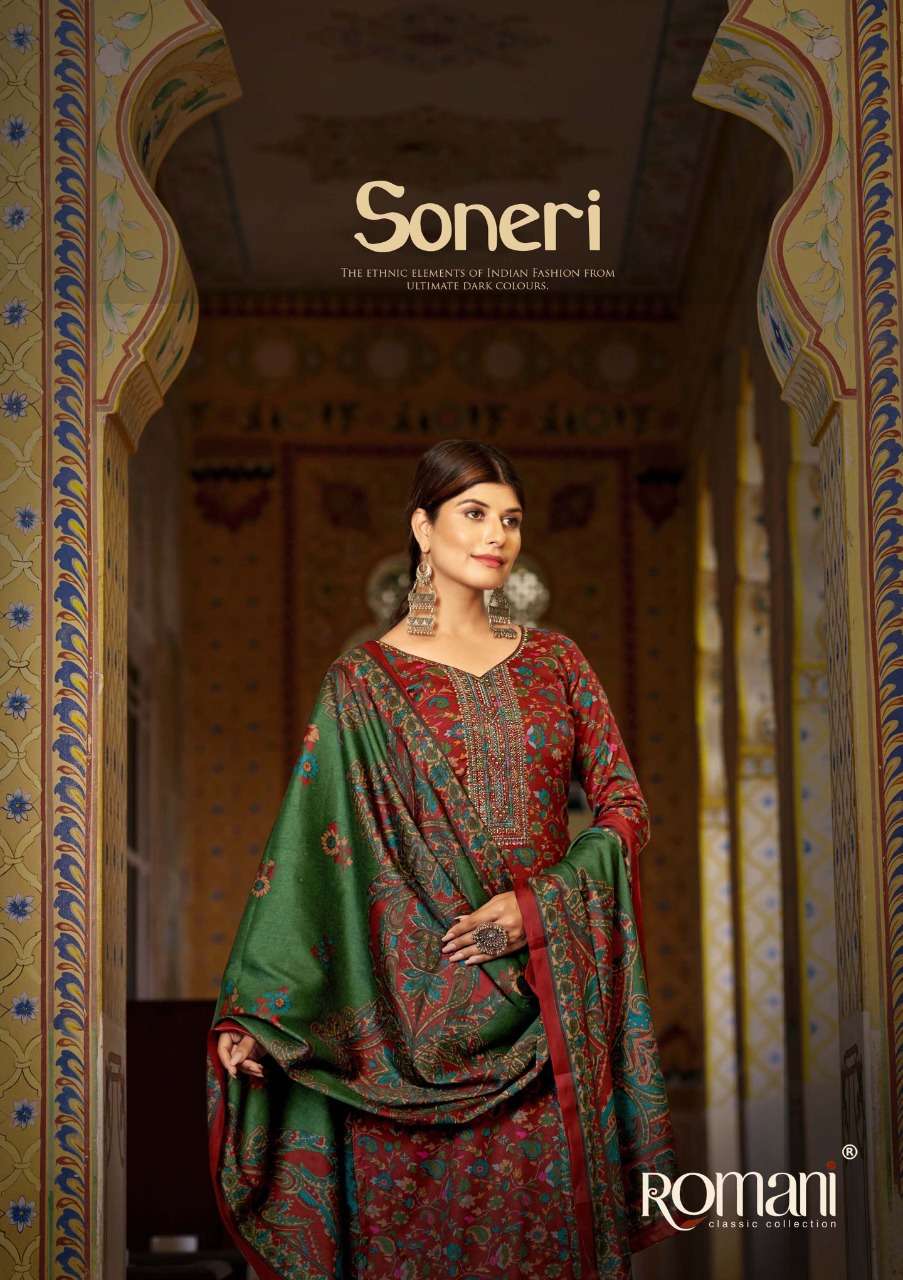 SONERI BY ROMANI 1057-001 TO 1057-010 SERIES PASHMINA WORK DRESSES