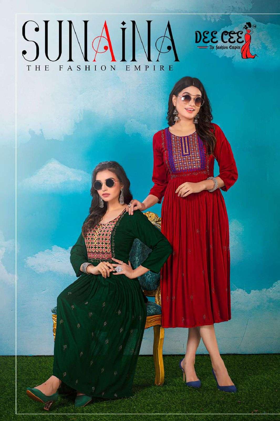 SUNAINA BY DEE CEE 1001 TO 1006 SERIES DESIGNER RAYON PRINT KURTIS