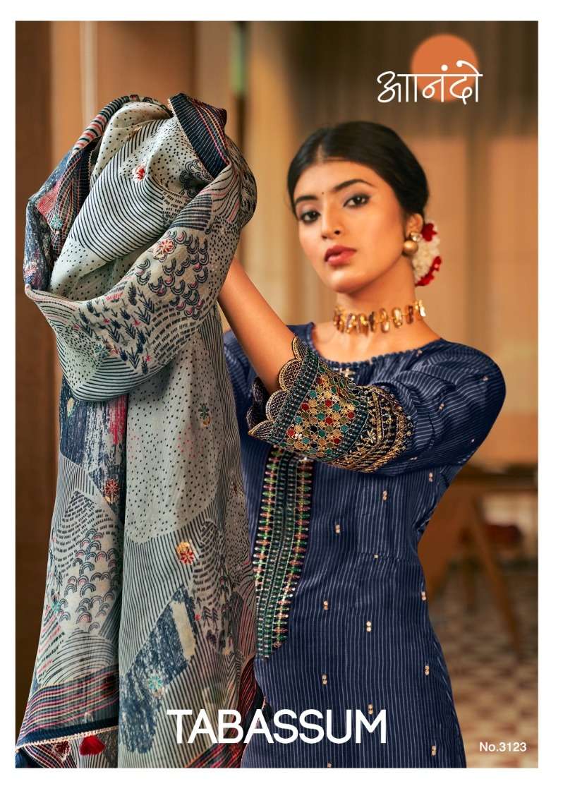 TABASSUM 3123 BY JAY VIJAY DESIGNER FANCY JACQUARD SILK WORK PRINT DRESSES