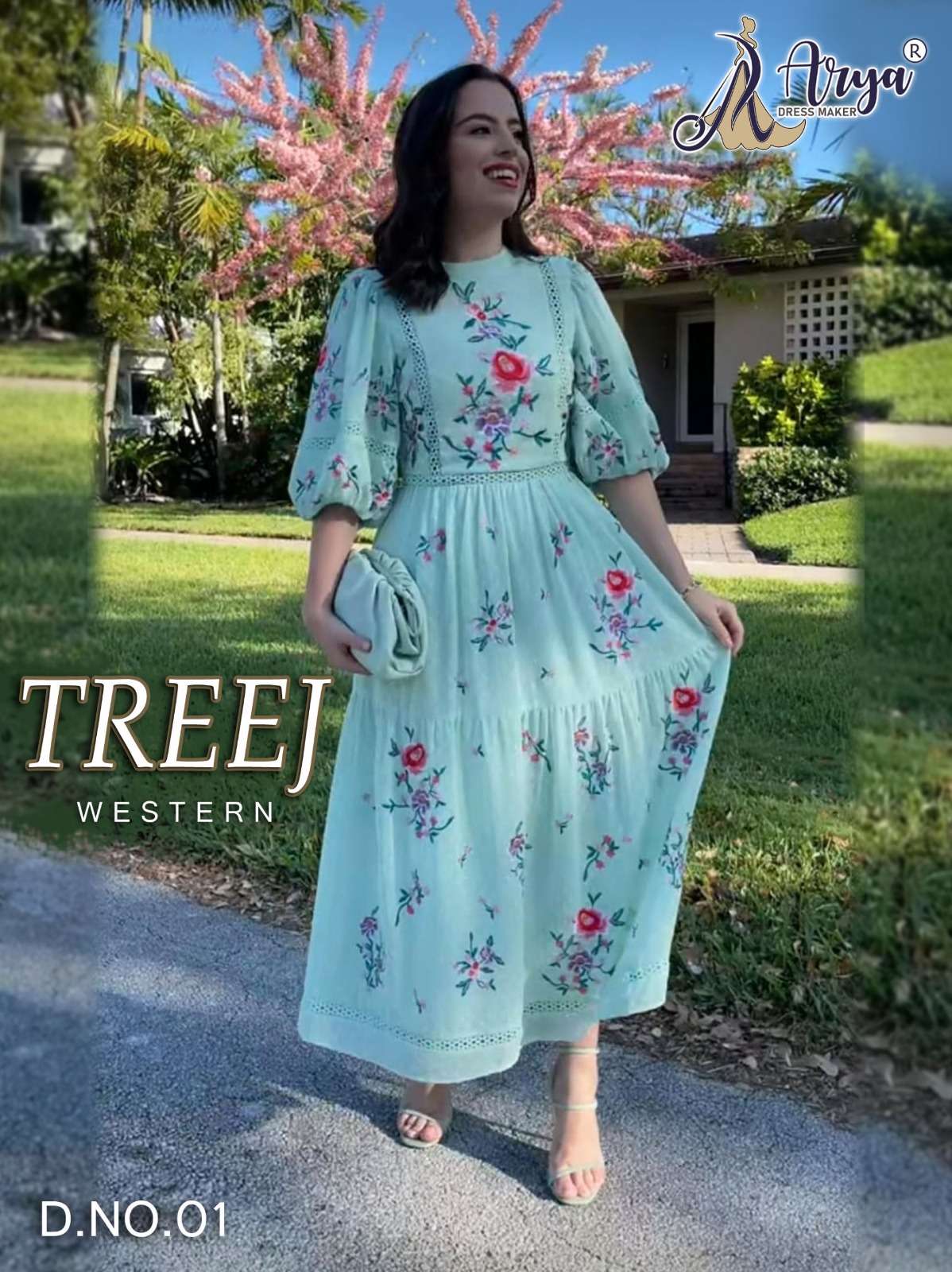 TREEJ BY ARYA DRESS MAKER 01 TO 02 SERIES DESIGNER MUSLIN KURTIS 