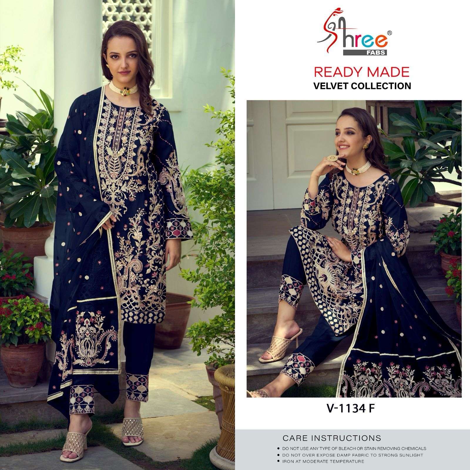 V-1134 COLOURS BY SHREE FABS VELVET EMBROIDERY STITCHED PAKISTANI DRESSES