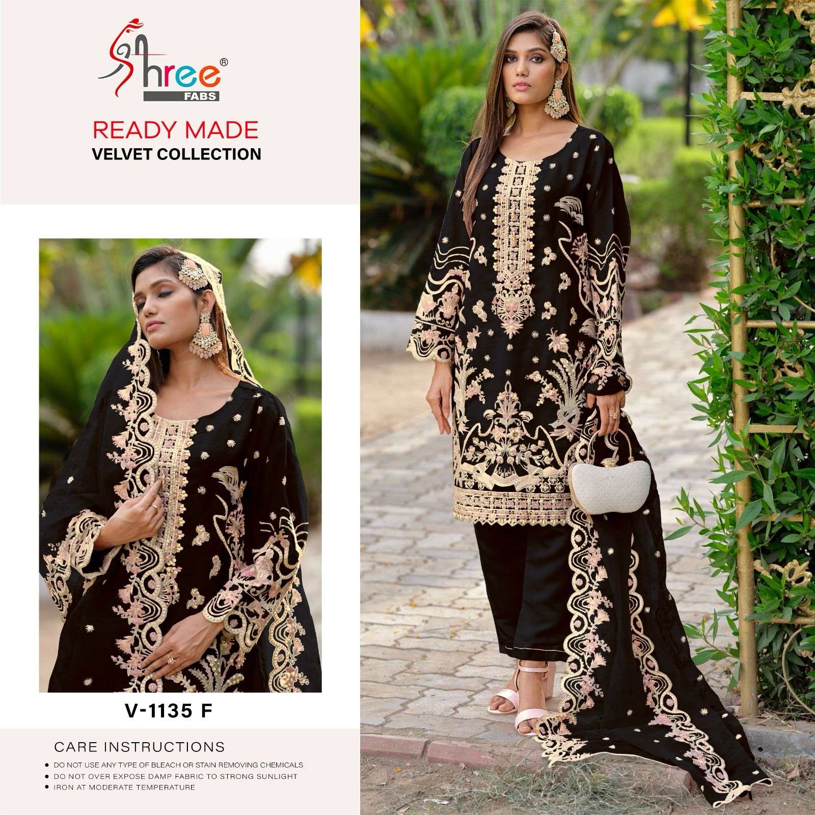 V-1135 COLOURS BY SHREE FABS VELVET EMBROIDERY STITCHED PAKISTANI DRESSES