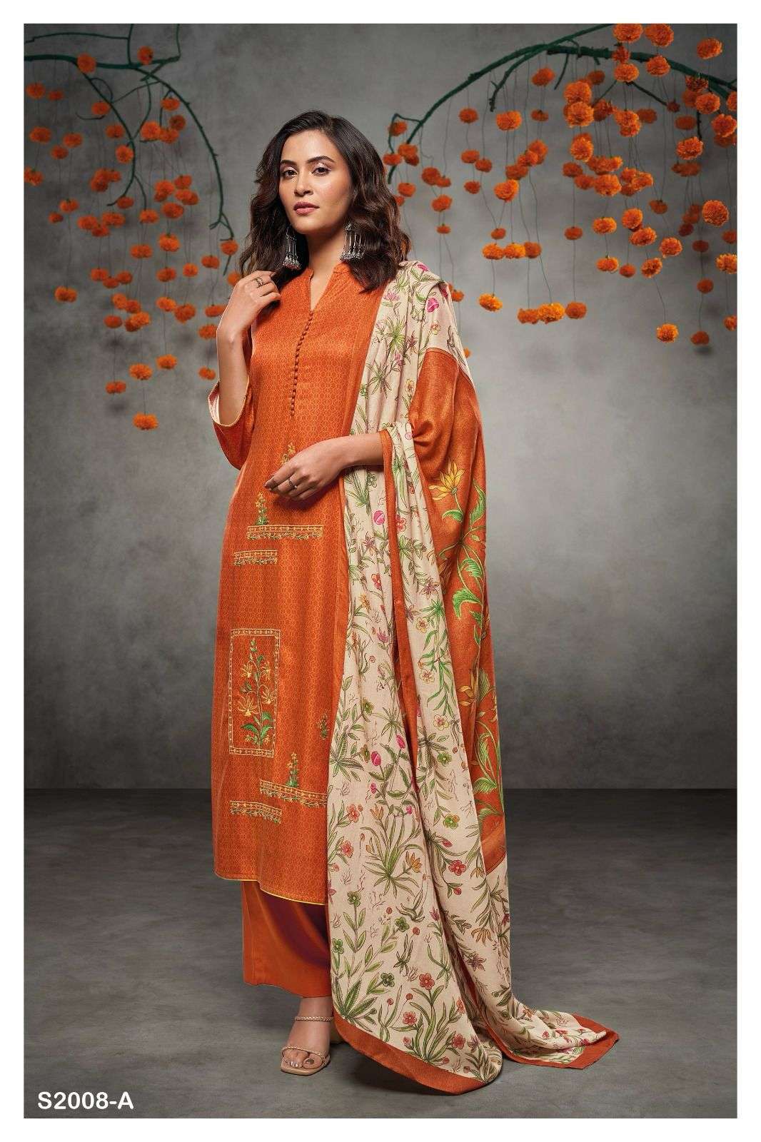 VARIYAN 2008 BY GANGA FASHIONS HEAVY PREMIUM WOOL PASHMINA WORK DRESSES