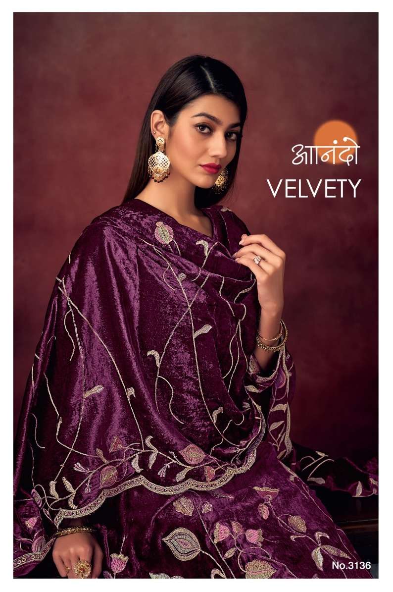 VELVETY 3136 BY JAY VIJAY DESIGNER FANCY VISCOSE VELVET WORK DRESSES