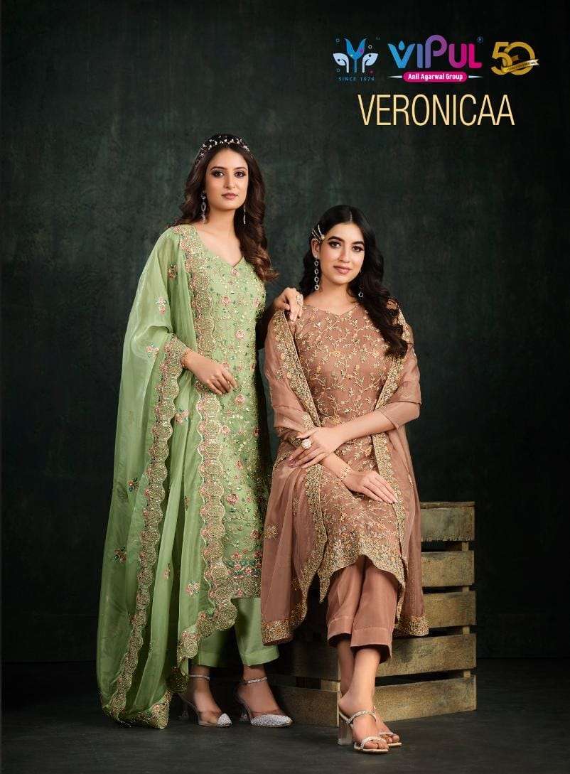 VERONICAA BY VIPUL 5361 TO 5368 SERIES DESIGNER ORGANZA EMBROIDERY DRESSES