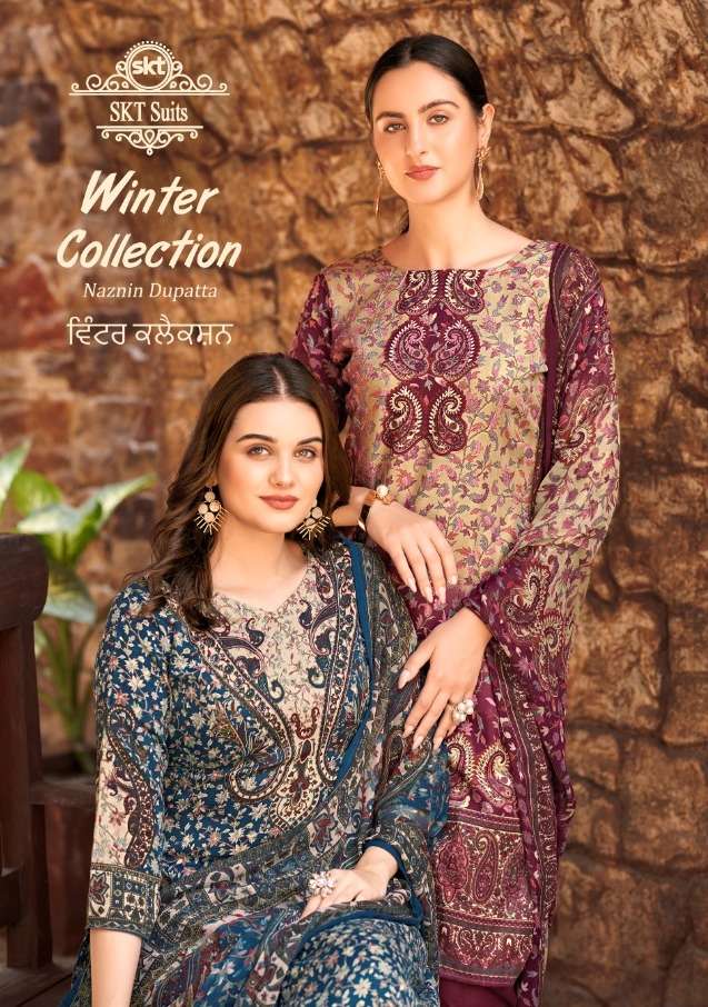 WINTER COLLECTION BY SKT SUITS 7001 TO 7008 SERIES PASHMINA PRINT DRESSES