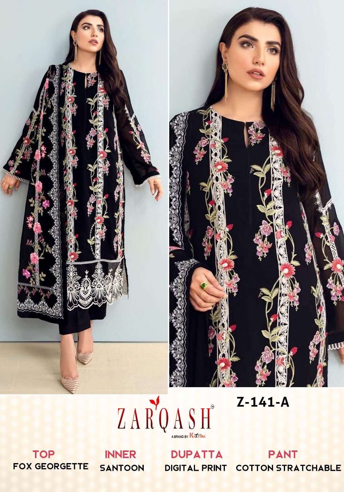 Z-141 HIT DESIGN BY ZARQASH DESIGNER FAUX GEOGETTE WORK DRESSES