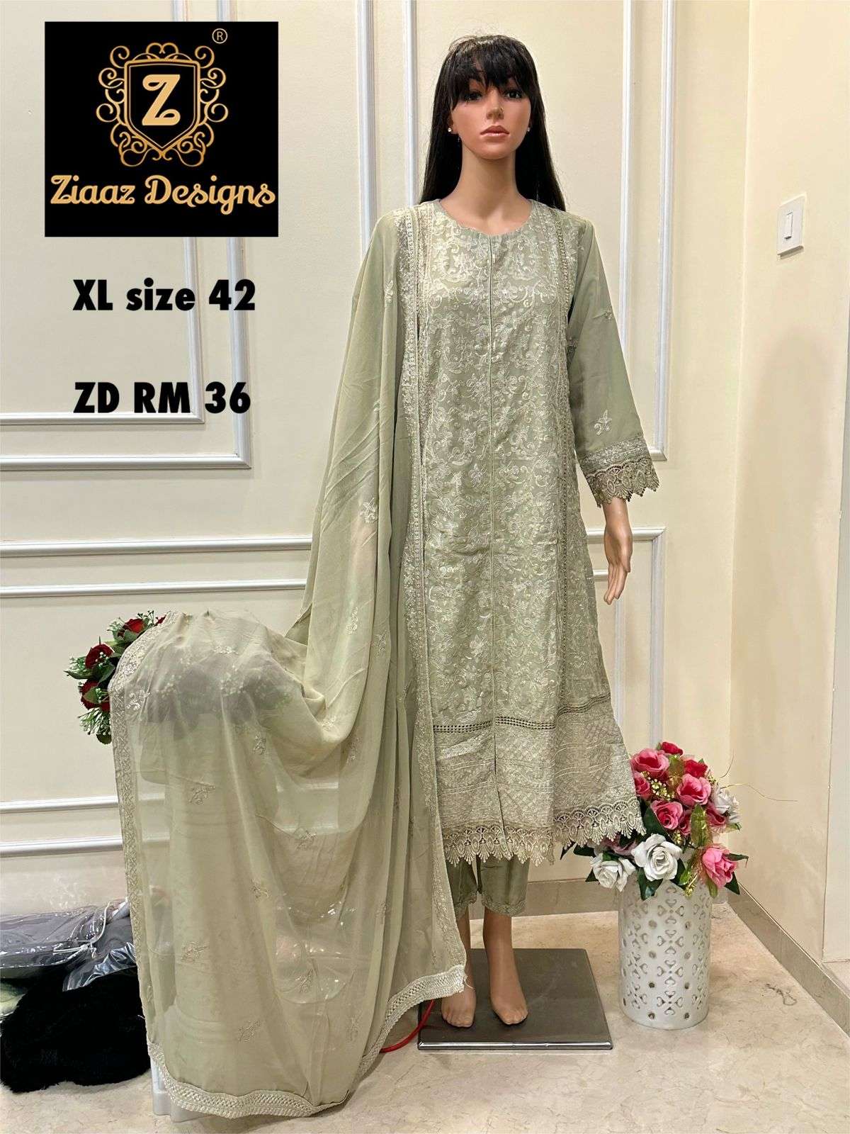 ZIAAZ RM-36 BY ZIAAZ DESIGNS HEAVY GEORGETTE EMBROIDERED DRESS