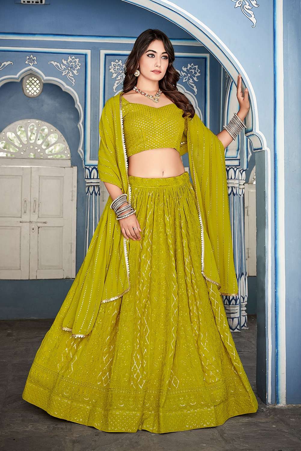 1536 COLOUR BY ASLIWHOLESALE FANCY DESIGNER GEORGETTE LEHENGAS