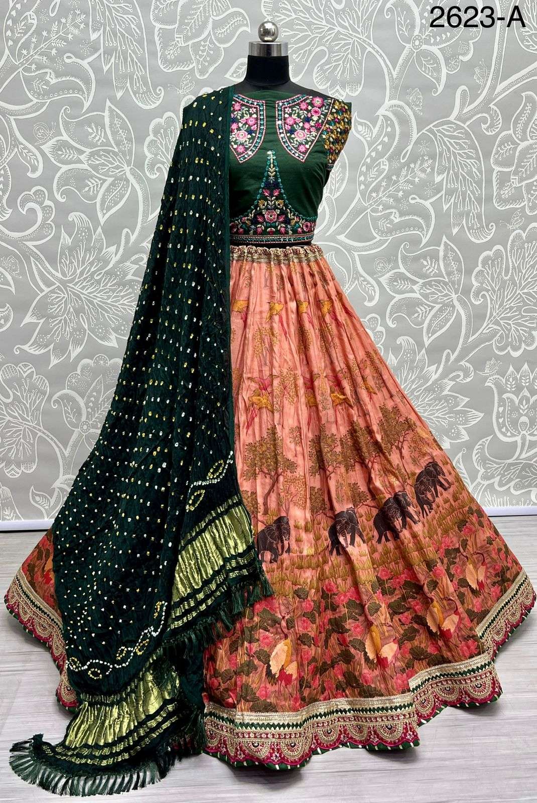 A-2623 COLOUR BY ASLIWHOLESALE BRIDAL HEAVY MEENA SILK LEHENGAS