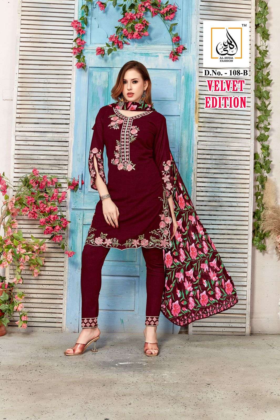 AL HUDA 108 VELVET BY ASLIWHOLESALE HEAVY VELVET STICHED DRESSES