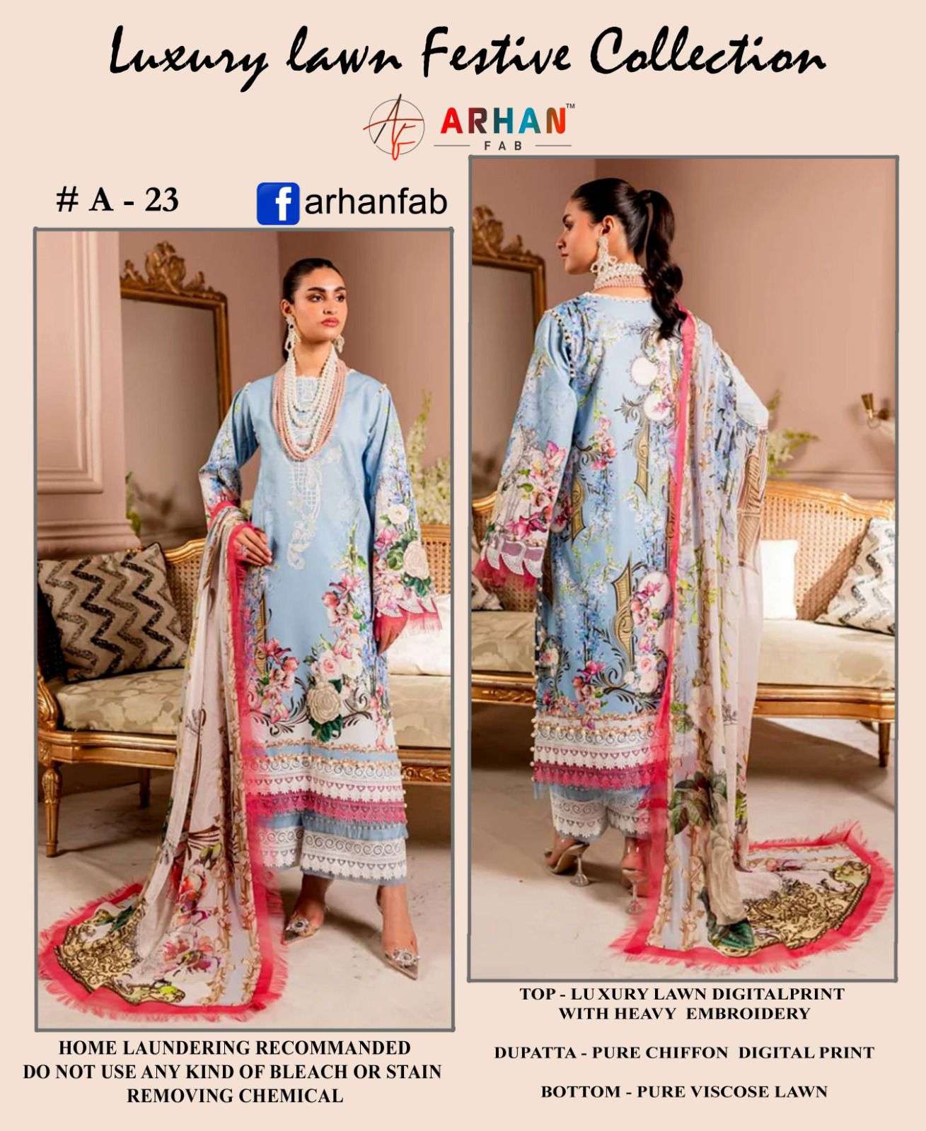 ARHAN FAB A-23 BY ASLIWHOLESALE COTTON EMBROIDERY PAKISTANI DRESS