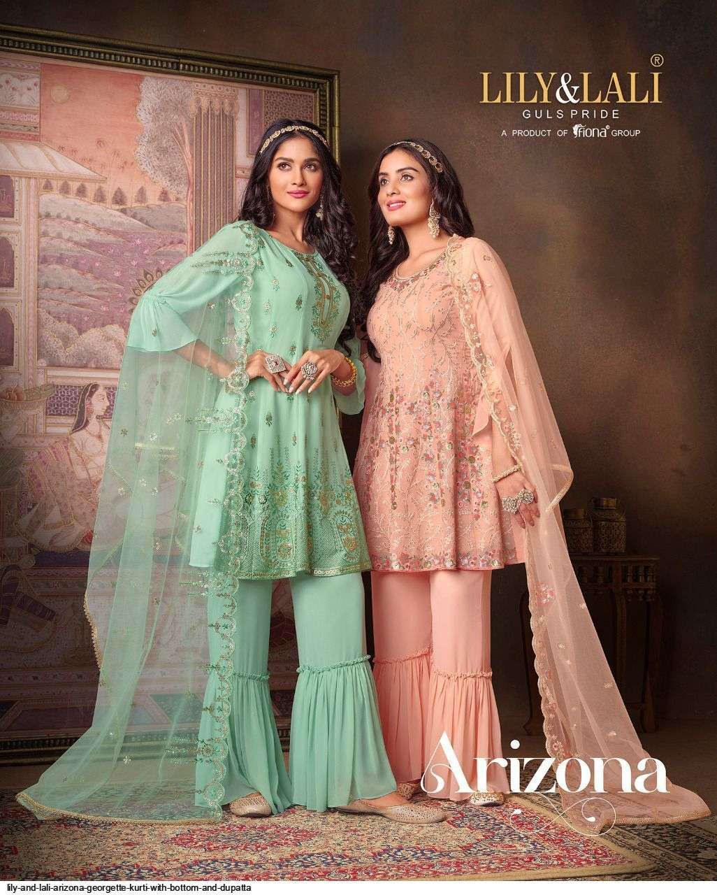 ARIZONA BY LILY AND LALI 14001 TO 14006 SERIES HANDWORK GEORGETTE DRESSES