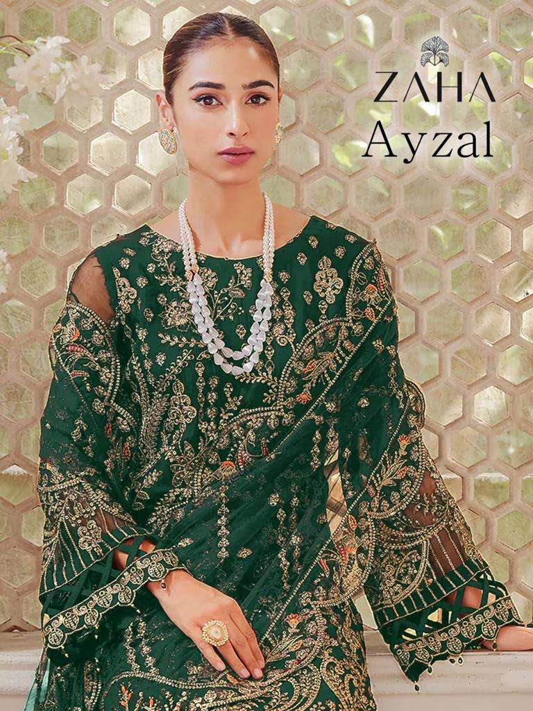 AYZAL VOL-1 BY ZAHA DESIGNER HEAVY GEORGETTE EMBROIDERED PAKISTANI DRESSES