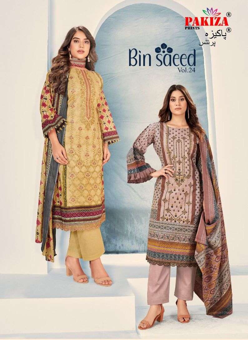 BIN SAEED VOL-24 BY PAKIZA PRINTS 2401 TO 2410 SERIES COTTON DRESSES