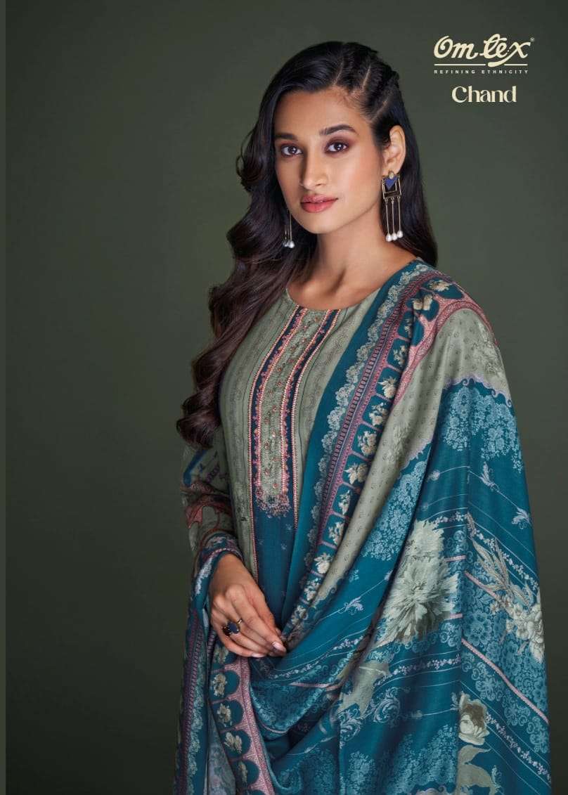 CHAND BY OMTEX DESIGNER PURE PASHMINA PRINT WITH EMROIDERY DRESSES